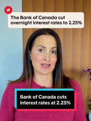 The Bank of Canada announced a 25-basis-point cut, bringing the overnight interest rate to 2.25%. This is the second consecutive interest rate cut after the BoC cut rates back in September. While continuing to assess the risks of higher inflation and weaker growth, this is likely to be the BoC’s last rate cut of 2025. Follow us for more financial news and advice. #ScotiaTok 
