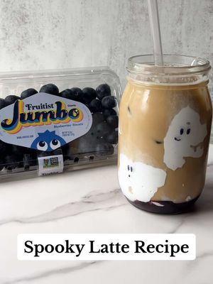 👻 Spooky Latte Recipe! ☕🫐 Ingredients (Serves 1): - 1/2 cup Jumbo Blueberries - 1 tsp sugar or sweetener - 1/2 tsp vanilla extract - 1 shot espresso - 1 cup milk (any kind) Instructions: 1. Make the blueberry puree: In a small saucepan, heat sugar, blueberries, and vanilla over medium heat for 3–5 minutes until the berries break down. Mash slightly with a fork or blend until smooth. 2. Heat milk and froth it. 3. Brew espresso. 4. In a mug, layer blueberry puree, espresso, and frothed milk. #blueberry #fyp #latterecipe #halloweenrecipe 