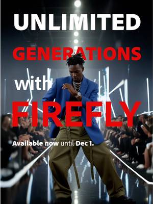 Get unlimited image generation on all models, and unlimited video generation with Firefly video models until Dec 1.