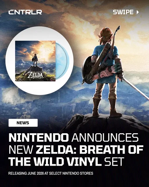Nintendo has announced new vinyl sets for The Legend of Zelda: Breath of the Wild‼️🎶 There will be a 2LP version with 34 tracks and a 8LP box set that includes 130 tracks, each featuring a standard black or limited edition colorways. They will be sold exclusively at Nintendo San Francisco and New York in June 2026, while supplies last. Y’all buying this⁉️ #nintendo #zelda #breathofthewild 