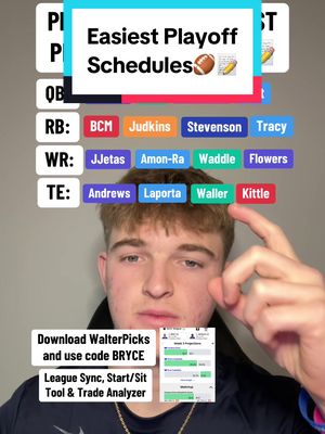 These players have the easiest playoff schedules🏈📝 #fantasyfootball #fantasyconfent #fantasyplayoffs #NFLPlayoffs #titanswalterpicks 