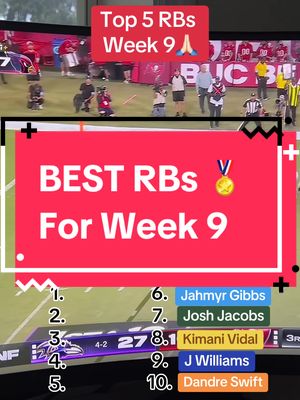 Best running backs for week 9 of fantasy football #fantasyfootball #nfl #football #runningback #top10 