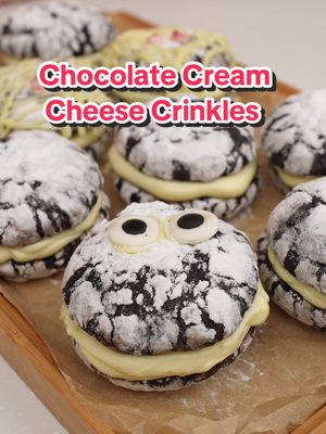 🎃 Hi bestfriend! Chocolate Cream Cheese Crinkles… but make it Halloween! 👻 These are not your usual holiday cookies — soft, fudgy chocolate crinkles with a spooky surprise inside: a sweet and creamy Philadelphia Cream Cheese filling! 👀🧡 Whether panghanda sa party or pang-ubos habang naka-horror movie marathon ka — promise, nakaka-addict. Here’s the recipe — save this, bake it, share it. And tag me if you make it! 🧡 #FoodieFred #HiBestfriend ⸻ 🟠 Chocolate Crinkles Dough: 	•	4 large eggs 	•	100g cooking oil 	•	200g white sugar 	•	100g brown sugar 	•	2 tsp vanilla extract 	•	120g cocoa powder 	•	1 tsp instant coffee powder 	•	Pinch of salt 	•	240g all-purpose flour 	•	3 tsp baking powder ⏲ Chill the dough for atleast 2hrs before scooping. Roll in powdered sugar, and bake at 170°C for 8 minutes. ⸻ 🟣 Cream Cheese Filling: 	•	340g cream cheese, softened 	•	100g powdered sugar 	•	3 tbsp milk ⸻ 🧁 Sweet on the outside, creamy surprise filling. Let’s make Halloween a little extra this year, bestfriend! 💀💕