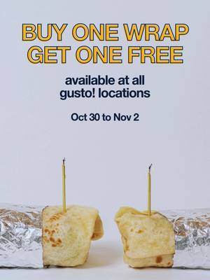 Code: BIRTHDAY2025 🎉 BOGO wraps are on us — buy one, get one free! 11 years strong in the ATL 🥗🌯 Oct 30 – Nov 2 only. #whatsyourgusto #georgia #birthdayBOGO #ATLeats