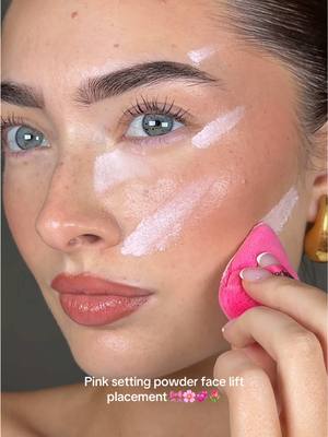 Pink powder face lift placement 🌸🎀💞🌷 #grwm #makeup #pinksettingpowder #makeuphacks 