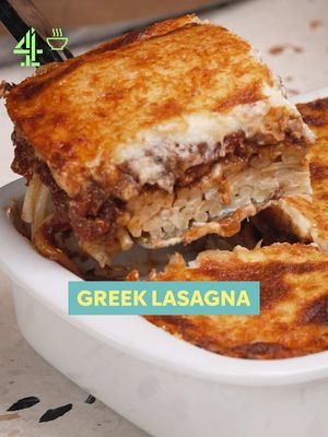 Lasagne walked so pastitsio could run. @Justin’s officially obsessed with this elite Greek dish. Serves 2  Total time: 1hr 50mins Ingredients  For the pasta base 250g bucatini, penne, or ziti  50g feta cheese, crumbled  2 egg whites    For the meat sauce  500g ground beef  1 medium red onion, finely chopped  2 garlic clove, chopped  250g canned chopped tomatoes  2 tbsp tomato paste  1/2 tsp sugar  100ml red wine  2 bay leaf  1.5 tsp ground cinnamon   1/2 tsp ground cloves  2 tbsp olive oil  1 tsp sea salt  1 tsp freshly ground black pepper  2 beef stock cubes     For the béchamel 120g plain flour  120g butter  1000ml milk  2 egg yolks  60g Kefalotyri or Parmigiano-Reggiano, grated  Pinch of nutmeg  Salt, to taste  Topping  50g Kefalotyri or Parmigiano-Reggiano, for topping    Method  1.  Boil the pasta in salted water until al dente. Drain and transfer to a bowl. Mix with crumbled feta and egg whites. Add thyme if using. Set aside 2.  In a pan, heat olive oil over medium heat. Sauté onion and garlic until soft. Add ground beef and cook until browned. 3.  Stir in tomato paste, chopped tomatoes, sugar, red wine, bay leaf, cinnamon, and clove. Season with salt and pepper. Simmer uncovered for 25–30 minutes until thickened. Remove bay leaf, cinnamon stick, and clove before using 4.  In a saucepan, melt butter over medium heat. Stir in flour and cook for 1–2 minutes. Gradually add milk, whisking constantly to avoid lumps. Cook until thickened. Remove from heat, stir in nutmeg, salt, grated cheese, and egg yolks 5.  Preheat the oven to 180°C (fan) / 200°C (conventional) / 350°F. In a deep baking dish, layer the pasta evenly on the bottom. Spread the meat sauce over the pasta. Pour over the béchamel and smooth the surface. Sprinkle it with extra cheese 5.  Bake for 45–50 minutes until golden and bubbling. Let rest for 15–20 minutes before slicing and serving #pastabake #greekfood #recipes #lasagne #pasta 