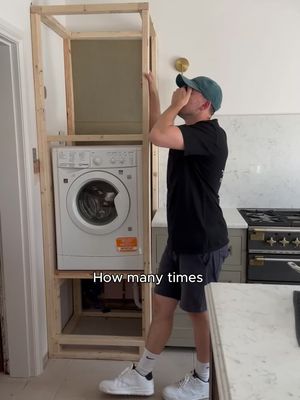 Is it still a FAIL?!? ✅❌ At the start of the year, I attempted to build my own washing machine cabinet. Honestly, the first attempt made from CLS timber was a huge fail. It stayed half built and on show in the back of my kitchen build content.  I thought that my second design would be stronger and easier to make. That was so far from true. With so many bespoke elements to this project. Mainly due to the pipes and electricity at the back feeding the washing machine, everything just felt more difficult. Throughout spring summer and autumn, I’ve been slowly chipping away at this project hoping that one day it will be fully finished.  As you can see, it’s still not. The main door needs replacing which honestly feels like the biggest job of all. My motivation to continue with this project is at zero. This is proof you can’t win them all. I’m not upset about it. I can live with the outcome ✅ #DIY #kitcheninspiration #cabinetmaking #homerenovation #homeimprovement    