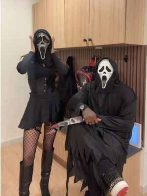 Happy Halloween! 🤍 #halloween #ghostface #fyp #couplecostume #scream 