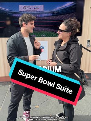 #MarriottPartner Sleepover at Super Bowl LX?! Enter for the chance to win the Super Bowl LX trip of a lifetime @Courtyard by Marriott #MarriottBonvoy #OfficialHoteloftheNFL No pur nec. Residents of select countries, 18+/age of maj. Ends 12/8/25. Rules and eligibility. Marriottbonvoykeysakes.com/nfl