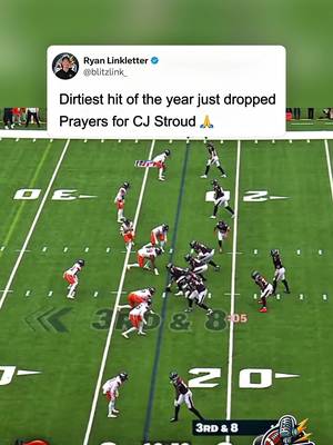 Prayers for CJ Stroud after this brutal hit  Hopefully it’s nothing significant  #cjstroud #broncos #texans 