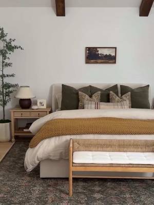 Modern tradition meets cozy season 🤍 @Carol de Mauro styled her new bedroom with our timeless pieces: layered textures, classic details, and the coziest bedding to match the organic charm of her shiplap and wood beams. #bedroominspiration #mypotterybarn 