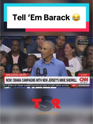 #PressPlay: 😂 Former President #BarackObama had to politely gather a supporter who kept shouting at him during #MikieSherrill’s campaign event. (📸: @cnn) ✍🏾: #TSRStaffLG 