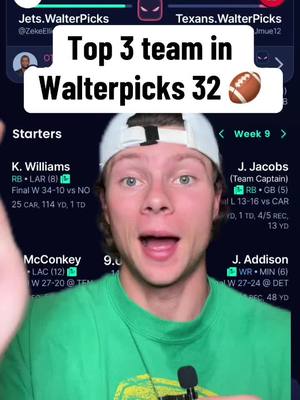 Walterpicks 32 Update: Top 3 Team 🎉🏈 #walterpicks32 #fantasyfootball #nflfantasy 