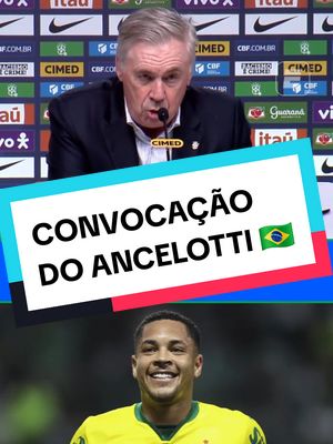 BRASIL CONVOCADO! 🇧🇷📝✅ O primeiro compromisso da seleção nesta Data Fifa será contra Senegal, em Londres, no Emirates Stadium, casa do Arsenal (15/11 📅). Em seguida, a equipe de Carlo Ancelotti pega a Tunísia no Decathlon Stadium, em Lille, na França (18/11 📅).  Classificado para a Copa do Mundo de 2026, o Brasil disputará mais amistosos até a disputa, co-sediada por Canadá, Estados Unidos e México, já que haverá Data Fifa nos meses de marco e junho.  Convocação da seleção brasileira: GOLEIROS Bento (Al Nassr) Ederson (Fenerbahçe) Hugo Souza (Corinthians) DEFENSORES Alex Sandro (Flamengo) Caio Henrique (Monaco) Danilo (Flamengo) Éder Militão (Real Madrid) Fabrício Bruno (Cruzeiro) Gabriel Magalhães (Arsenal) Luciano Juba (Bahia) Marquinhos (PSG) Paulo Henrique (Vasco) Wesley (Roma) MEIO-CAMPISTAS Andrey Santos (Chelsea) Bruno Guimarães (Newcastle) Casemiro (Manchester United) Fabinho (Al Ittihad) Lucas Paquetá (West Ham) ATACANTES Estêvão (Chelsea) João Pedro (Chelsea) Luiz Henrique (Zenit) Matheus Cunha (Manchester United) Richarlison (Tottenham Hotspur) Rodrygo (Real Madrid) Vinicius Jr. (Real Madrid) Vitor Roque (Palmeiras) #SeleçãoBrasileira #Convocação #Ancelotti #hoje #brasil 