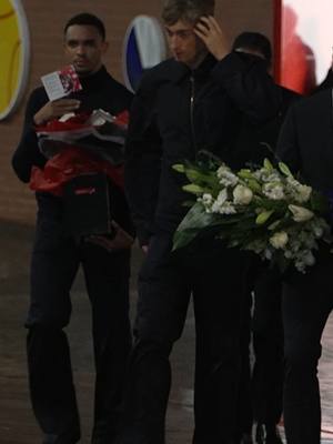 Trent Alexander-Arnold, Xabi Alonso, Emilio Butragueño and Dean Huijsen laid tributes to Diogo Jota and Andre Silva at Anfield this evening ahead of Real Madrid's visit to Anfield tomorrow night ❤️