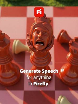 Checkmate with every line delivery. Generate Speech gives your characters a voice: no casting, no clearance, no problem. Safe to use. Easy to integrate. Licensed for anything. #AdobeFirefly