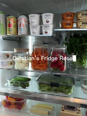 Some inspo for your next fridge reset ❤️ Remember — my fridge doesn’t always look like this! The purpose of sharing this video is to inspire you to take one or two ideas from it so you can help your produce last longer, reduce food waste, and boost your veggie, fiber, and nutrient intake. 🌱 #producehacks #fridgeorganization #fridgerestock #dietitian #nutrition 