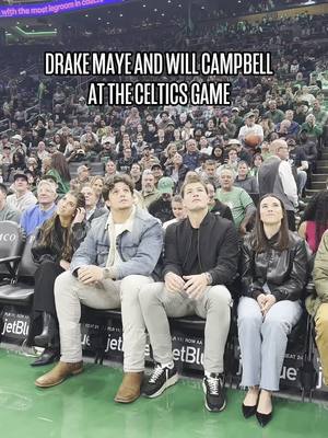 Drake Maye and Will Campbell at the Celtics game tonight 👏🏀🏈 #bostonsports #patriots #nfl #NBA #celtics #drakemaye #willcampbell #boston 
