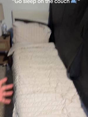 Nahhh this my bed too… I just like the couch 🙄🛋️🛏️ #BedSplit #Halfnhalf #share #divided #CouchBeef