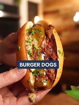 Burger dogs 🌭🍔  Smoked inside using my GE Profile Indoor Smoker from @GE Profile  #gameday #ad #EasyRecipe #foodart 