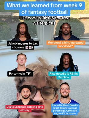 What we learned of week 9 fantasy football #walterpicks #fantasyfootballadvice2025 #fantasyfootball #fantasyfootballtips #nflfootball 