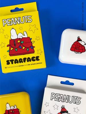 NOW AVAIL 🖤❄️ omg the one… the only… peanuts x starface is here !! add all 3 limited-edition compacts + refills to ur collection rn so u can shrink spots n feel cozy cute :) ❤️ big red snoopy compact + red snoopy refill 💙 big blue snoopy compact + blue snoopy refill 💛 big sleepy snoopy compact + sleepy snoopy refill