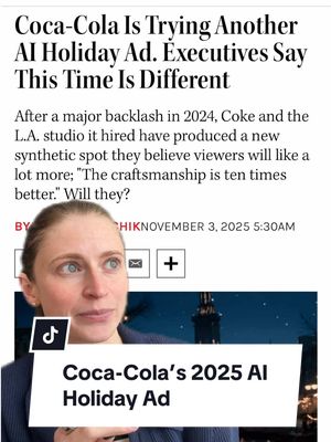 Coca-Cola remade their iconic holiday commercial with AI for the second year in a row. And they don't care that we hate it. #advertising #marketing #advertisingtiktok #marketingtok #adcampaigns 
