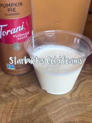 Reposting to S A V D lives 💕 - last time I was told that Starbucks uses their sweet cream to make all cold foams which means 1 tbs vanilla syrup + 2 tbs milk + 3 tbs heavy whip cream BUT - I can taste the difference so this is how I make mine.  #coldfoam #starbuckscoldfoam #coldfoamathome #coldfoamrecipe #starbucks 