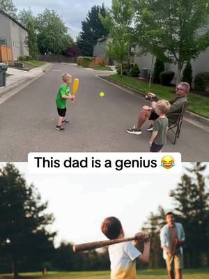 Work Smarter not Harder 🤝#baseball #dad #driveway #MLB #teeball 