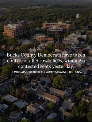 Learn more👇 Democrats have taken full control of all nine Bucks County row offices for the first time in modern history, sweeping all five contested seats in Tuesday’s election, according to unofficial results. The victories expand Democratic control from four offices to all nine, solidifying the party’s dominance in county government. Among the key wins, Democrat Joe Khan unseated Republican District Attorney Jennifer Schorn, and Danny Ceisler defeated longtime GOP Sheriff Fred Harran. Donna Petrecco topped Republican Prothonotary Coleen Christian, while Robin Robinson reclaimed her former seat as Recorder of Deeds from Republican Dan McPhillips. Neale Dougherty also defeated Republican Controller Pamela Van Blunk. Democrats now hold every administrative position in Bucks County, from fiscal oversight and law enforcement to court administration — a historic milestone in a region that was once a GOP stronghold. - Follow for more #local news + events  #buckscounty #buckscountypa #panews #phillysuburbs   