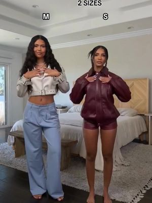 Which faux leather fit are you loving more? 😍👇 🔎 Bomber + Micro Short 🔎 Moto Jacket + Stripe Trouser #FauxLeatherFits #FallFashion #StreetStyle #NovaBabes