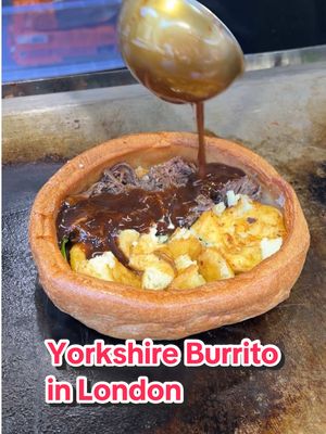 Have you had a British Burrito aka Yorkshire Burrito?! 🤤 It’s a Sunday Roast burrito! 🌯🇬🇧 👉🏼: @yorksburrito @camdenmarketldn  📍: Yorkshire Burrito at Camden Market, West Yard, London NW1 8AF, United Kingdom 🇬🇧 . . . . . . . . #hungryhugh #London #britishfood #yorkshireburrito #burrito