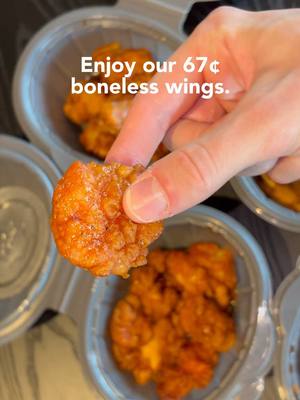 Don’t question it. Just enjoy 67¢ boneless wings. Only on November 6th and 7th… obviously. Use code: SIXSEVEN