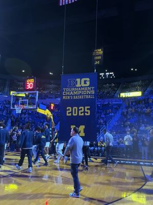Forever in the rafters at Crisler! #goblue #michigan #basketball #fyp #cbb
