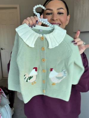 STOPPP THIS IS SO PRECIOUS🥹 #toddlerfashion #girlmom #tiktokshopblackfriday #babygirlfashion #cardigan  Baby girl chicken cardigan  Toddler girl fashion  Toddler girl cardigan 
