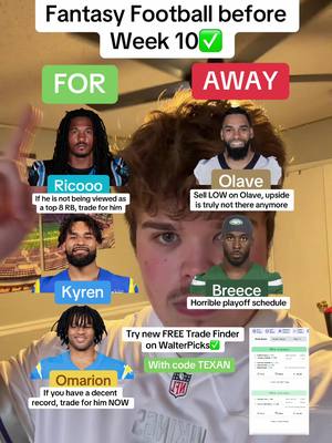 Trade FOR/AWAY Fantasy Football players before Week 10…#fantasyfootball #fantasyfootballtips #fantasyfootballadvice #fantasyfootballdraft #nflfootball 