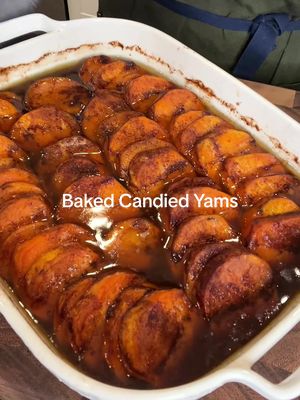 Candied Yams Baked Yams.               3 lbs sweet potatoes  Dark brown sugar  Granulated sugar  Maple syrup  Zest 1 medium lemon (juice from 1/2 the lemon) 1 stick salted butter  Ground cinnamon  Vanilla extract 