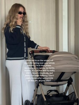 not missing who I was, just not totally sure who I am rn besides being a mom #identitycrisis lol sweater @Aritzia  bottom @Monday Swimwear  sunglasses @vehla  #newmom #firsttimemom #momlife #postpartumjourney 