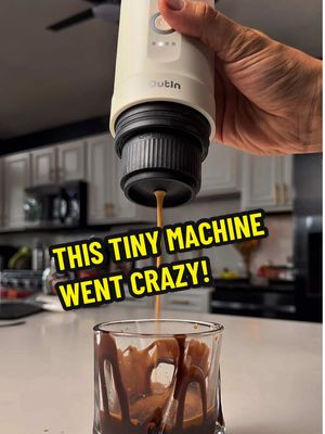 Salted Maple Mocha Latte but made with the smallest espresso machine I’ve ever used.  Chocolate sauce + maple syrup + a tiny pinch of salt. Pull your espresso. Whip it into the fluff. Choco the cup. Ice, oat milk, espresso fluff on top. Sip and be happy.  This tiny espresso maker is actually kind of legit. @outin_official  Follow for more coffee you’ll actually make at home.  #coffeetok #icedlatte #mochalatte #coffeeathome #createdtocoffe