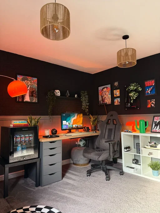 Each corner’s got its own energy. Work, music, and coffee ☕️ Rate my setup 👇🔥 #desksetup #RoomTour #cozyvibes #roommakeover #cosyvibes 