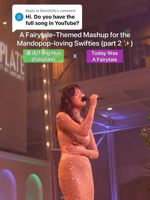 Replying to @DarrelCKL Two languages, one “fairytale” love - part 2! Thanks sm for all the love on this one 🥰  Posted a full version of the mashup on my YouTube (singerkho) in my bio! 🎵  Tysm @PbPSF for the performance opportunity, and to Kevin Feng (kvfeng on IG) for the footage ✨  Songs: Today Was a Fairytale (@Taylor Swift) and 童话/Tong Hua (Michael Wong) 🧚  #mashup #mandopop #taylorswift #singing #童话  