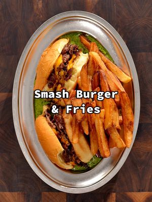 Smash Burger and Fries 😩 #burger #fries #FoodTok #foodtiktok 