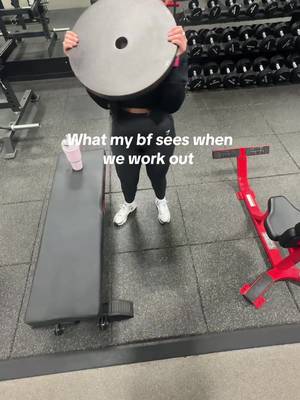 Working out with a man whose almost a foot taller & 100 lbs more than me 🙂 #fyp #gymtiktok #couplestiktok #couplegoals 