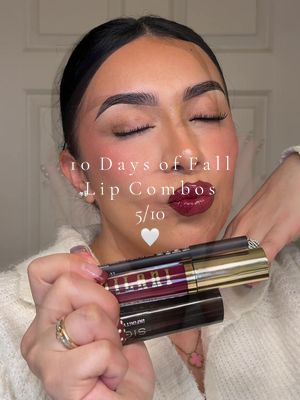 A dark lip with minimal eye makeup is *chef’s kiss* 🤌🏻😍 Lippie Deets 🍇Lip Liner shade Cantarito @Araceli Beauty  🍇Lipstick shade Scarlet @Sigma Beauty  🍇Plumping Lip Laquer shade 220 No Strings @Milani Cosmetics  , #lipcombo #lippies #lipstick #fallmakeup #makeup 