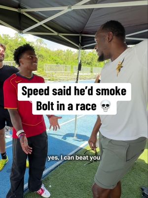 Replying to @Baller League USA No way Speed told the fastest man alive he’s faster 💀⚡#speed vs #usainbolt 