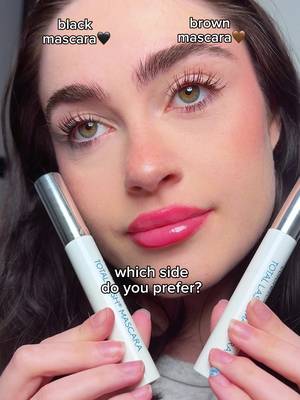 putting the @Colorescience total lash serum mascara to the lash test 🩵 comparing brown vs. black✨ which side is your fav?👀 #coloresciencepartner #mascara #longlashes #mascarareview 