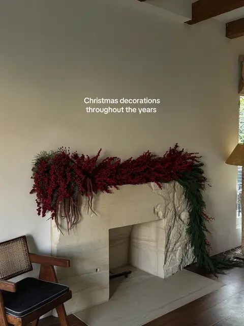 Christmas mantel and Christmas trees throughout the years in our current house. From kids to pre kids. #christmasdecor #christmasideas 
