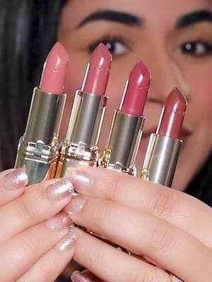 L'Oréal Colour Riche Original Satin Lipsticks for fall are so stunning!   I’m using (In Order) Blushing berry (rosy plum pink) Worth it intense (chocolate berry) Worth it medium (pink brown nude) Worth it (pink nude) @L'Oreal Paris @loréal paris usa #makeup #falllipstick #over40 #makeuptutorial #lipsticktryon 