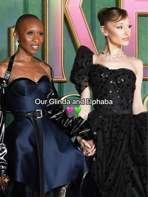 #arianagrande and #cynthiaerivo STUN at the London premiere of #wickedforgood. 🩷💚 #wicked @Wicked: For Good 
