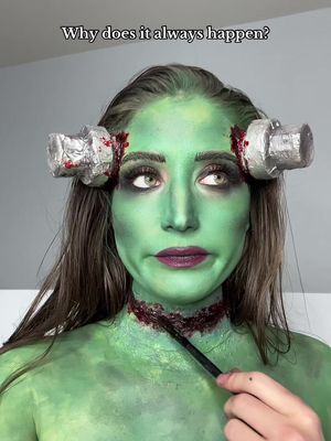 Why?!!!!?  Frankenstein Makeup for the win tho… 😂  #frankenstein #facepaint #montrealtiktok #specialeffects #jacobelordi 